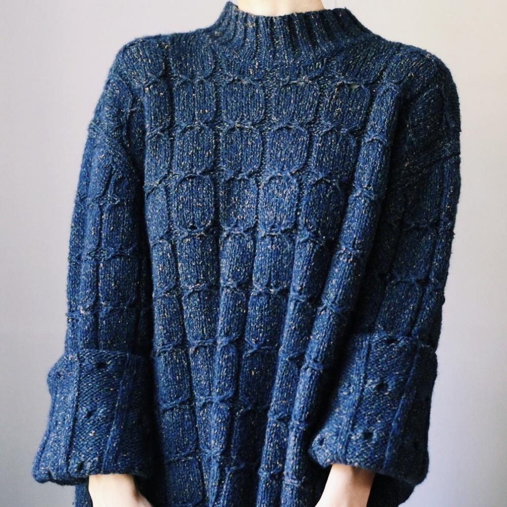 Vintage Chunky Wool/Cotton Sweater Navy Timberland